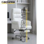 German Leather Chair With Foot Rest - WHITE