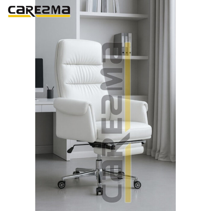 German Leather Chair With Foot Rest - WHITE - Image 1