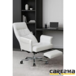 German Leather Chair With Foot Rest - WHITE - Image 6