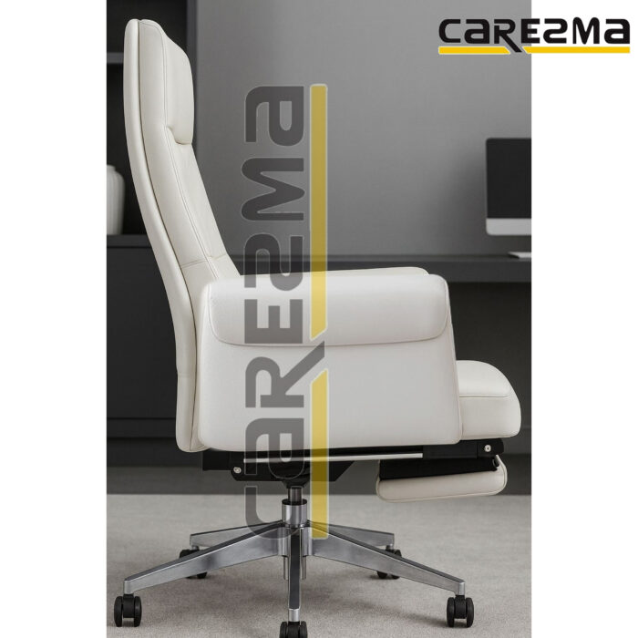 German Leather Chair With Foot Rest - WHITE - Image 5