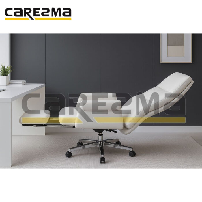 German Leather Chair With Foot Rest - WHITE - Image 2